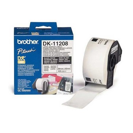 Etiqueta adhesiva brother dk11208 tamano 38x90 mm para impresoras de etiquetas ql 400 etiquetas 