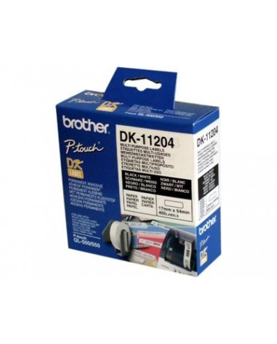 Etiqueta adhesiva brother dk11204 tamano 17x54 mm para impresoras de etiquetas ql 400 etiquetas 