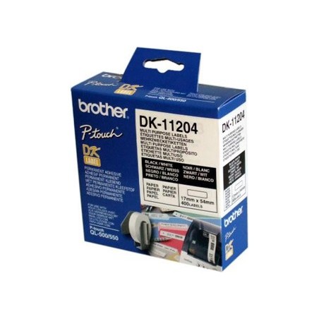 Etiqueta adhesiva brother dk11204 tamano 17x54 mm para impresoras de etiquetas ql 400 etiquetas 