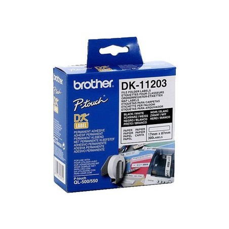 Etiqueta adhesiva brother dk11203 tamano 17x87 mm para impresoras de etiquetas ql 300 etiquetas 