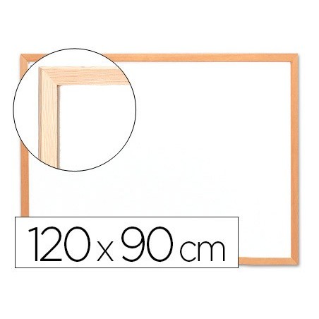 Pizarra blanca q connect laminada marco de madera 120x90 cm
