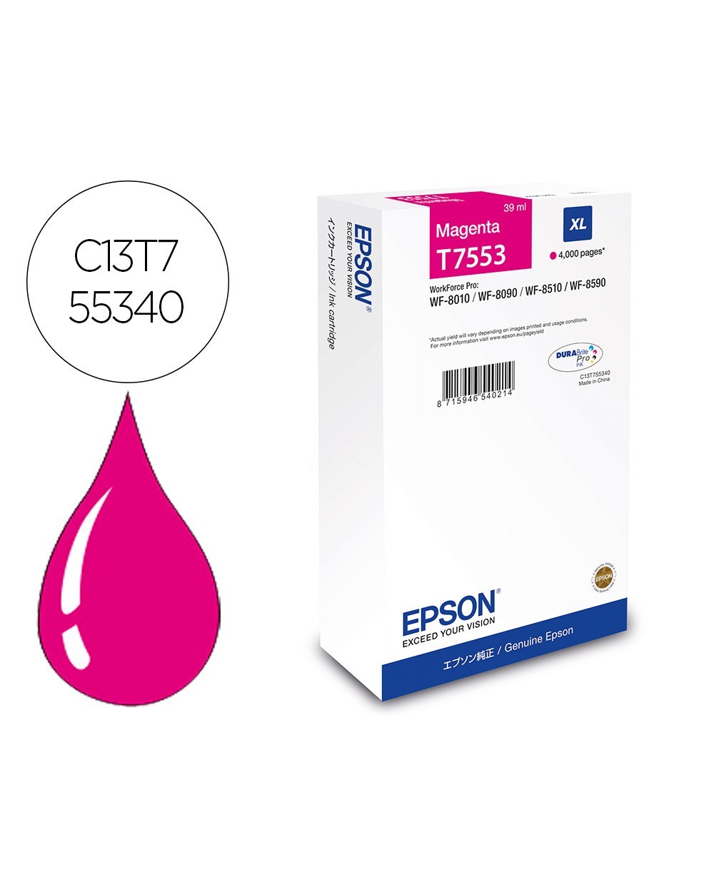 Ink jet epson magenta xl 4000p wf 8xxx