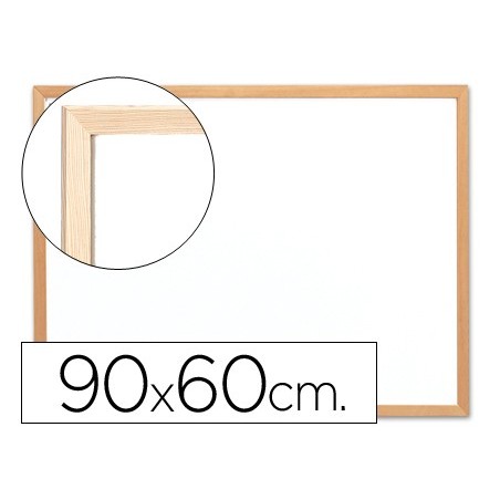 Pizarra blanca q connect laminada marco de madera 90x60 cm