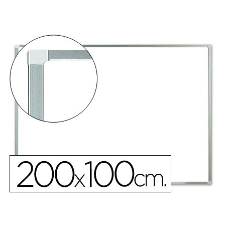 Pizarra blanca q connect laminada marco de aluminio 200x100 cm