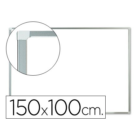 Pizarra blanca q connect laminada marco de aluminio 150x100 cm