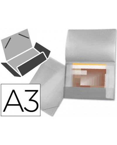 Carpeta liderpapel portadocumentos 44804 solapas polipropileno din a3 transparente translucido lomo flexible