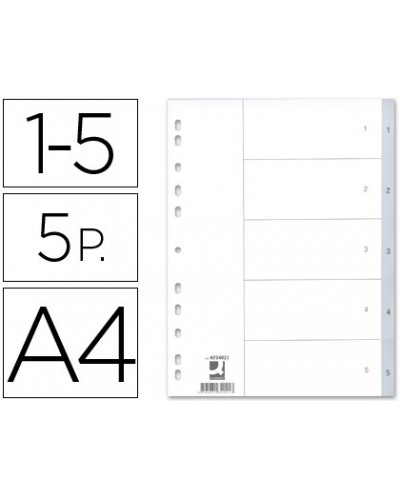 Separador numerico q connect plastico 1 5 juego de 5 separadores din a4 multitaladro