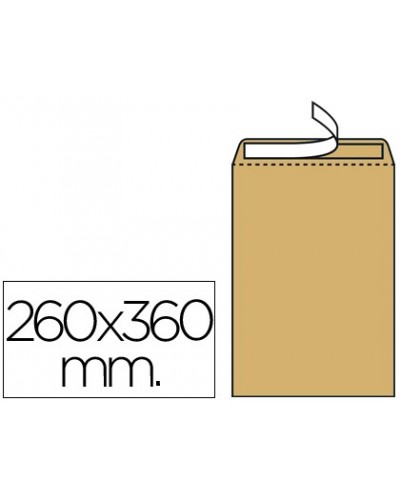 Sobre liderpapel bolsa n12 kraft folio especial 260x360mm tira de silicona caja de 250 unidades
