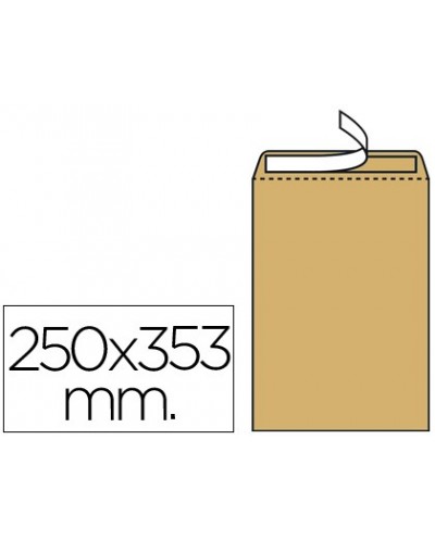 Sobre liderpapel bolsa n11 kraft folio prolongado 250x353mm tira de silicona caja de 250 unidades