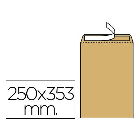 Sobre liderpapel bolsa n11 kraft folio prolongado 250x353mm tira de silicona caja de 250 unidades
