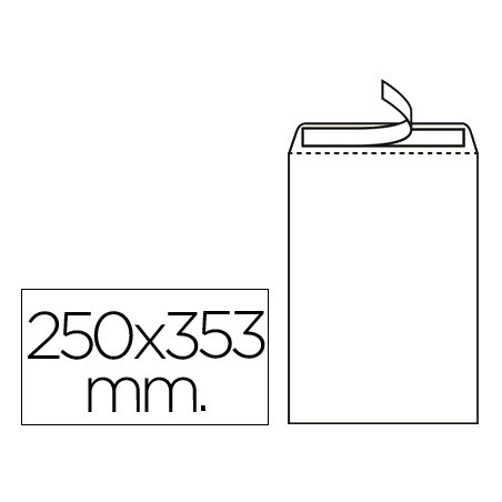 Sobre liderpapel bolsa n10 blanco folio prolongado 250x353mm tira de silicona caja de 250 unidades