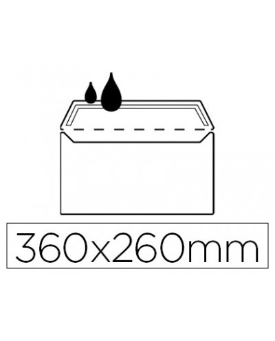 Sobre liderpapel n16 blanco folio especial 260x360mm silicona caja de 250 unidades solapa recta