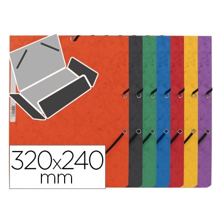 Carpeta q connect gomas kf02174 carton simil prespan solapas 320x243 mm surtidas roja amarilla azul verde naran