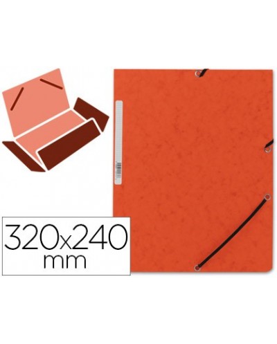 Carpeta q connect gomas kf02170 carton simil prespan solapas 320x243 mm naranja