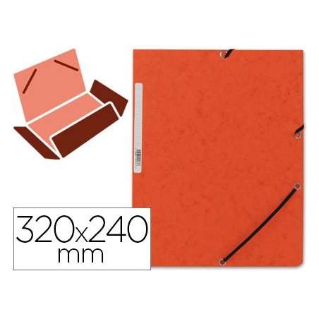 Carpeta q connect gomas kf02170 carton simil prespan solapas 320x243 mm naranja