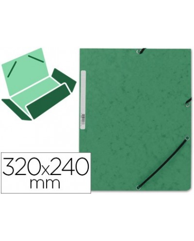 Carpeta q connect gomas kf02168 carton simil prespan solapas 320x243 mm verde