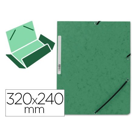 Carpeta q connect gomas kf02168 carton simil prespan solapas 320x243 mm verde