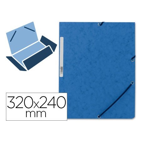 Carpeta q connect gomas kf02167 carton simil prespan solapas 320x243 mm azul
