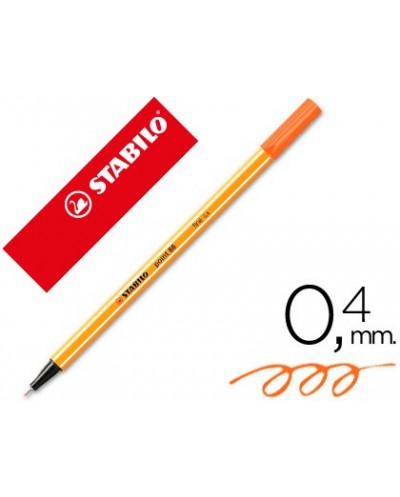 Rotulador stabilo punta de fibra point 88 naranja 04 mm