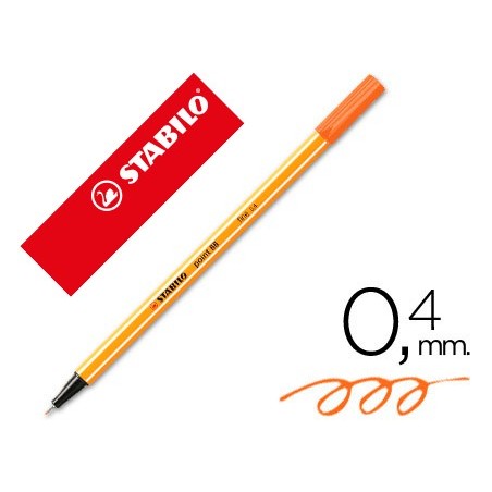 Rotulador stabilo punta de fibra point 88 naranja 04 mm