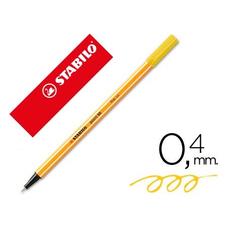 Rotulador stabilo punta de fibra point 88 amarillo 04 mm