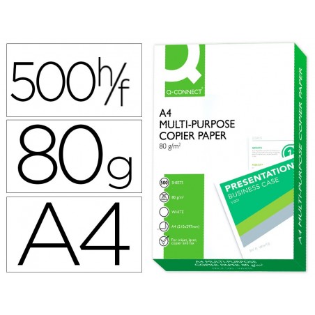 Papel fotocopiadora q connect din a4 80 gramos paquete de 500 hojas