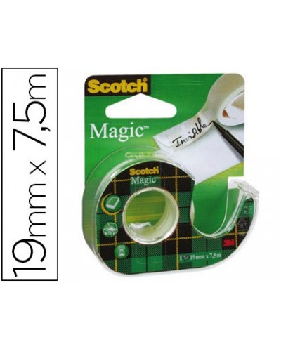 Cinta adhesiva scotch magic invisible 75x19 mm en portarrollo