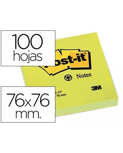Bloc de notas adhesivas quita y pon post it 76x76 mm papel reciclado amarillo