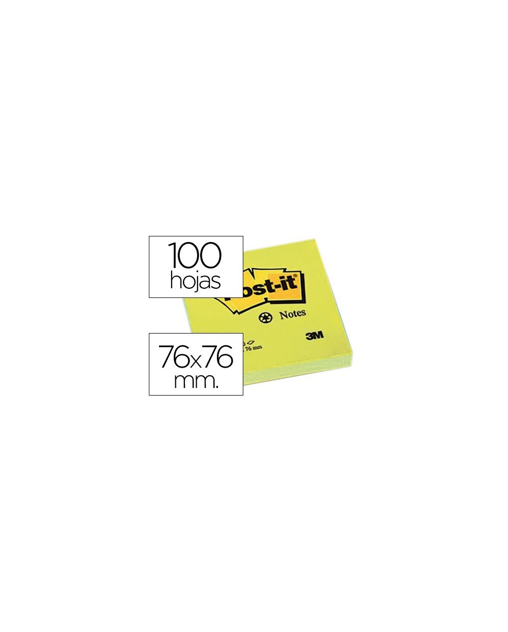 Bloc de notas adhesivas quita y pon post it 76x76 mm papel reciclado amarillo