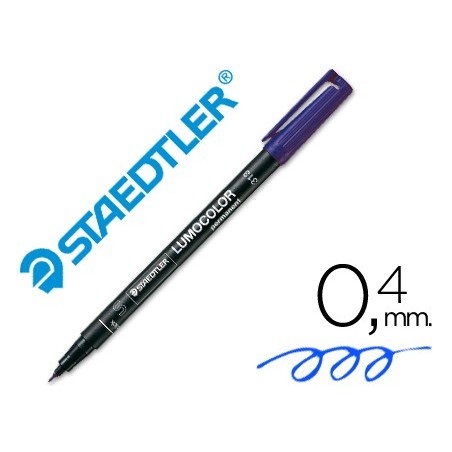 Rotulador staedtler lumocolor retroproyeccion punta de fibrapermanente 313 3 azul punta super fina redonda 04 mm