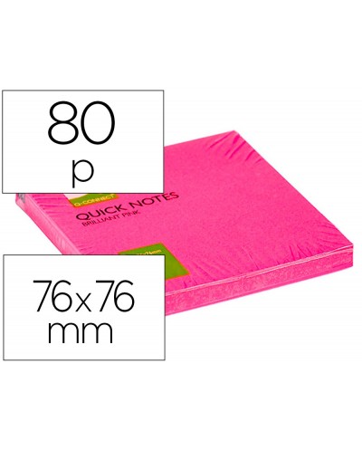 Bloc de notas adhesivas quita y pon q connect 76x76 mm rosa neon 80 hojas