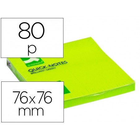 Bloc de notas adhesivas quita y pon q connect 76x76 mm verde neon 80 hojas