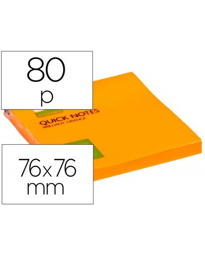 Bloc de notas adhesivas quita y pon q connect 76x76 mm naranja neon 80 hojas