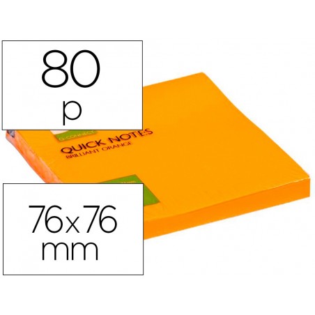 Bloc de notas adhesivas quita y pon q connect 76x76 mm naranja neon 80 hojas
