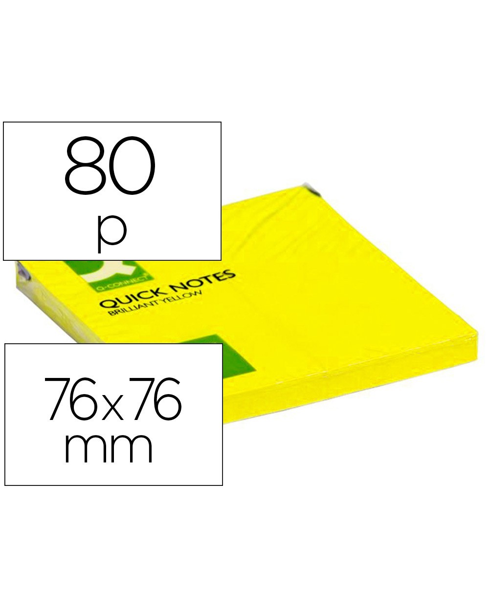 Bloc de notas adhesivas quita y pon q connect 76x76 mm amarillo neon 80 hojas