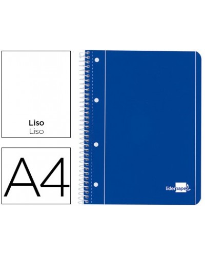 Cuaderno espiral liderpapel a4 micro serie azul tapa blanda 80h 80 gr liso con margen 4 taladros azul