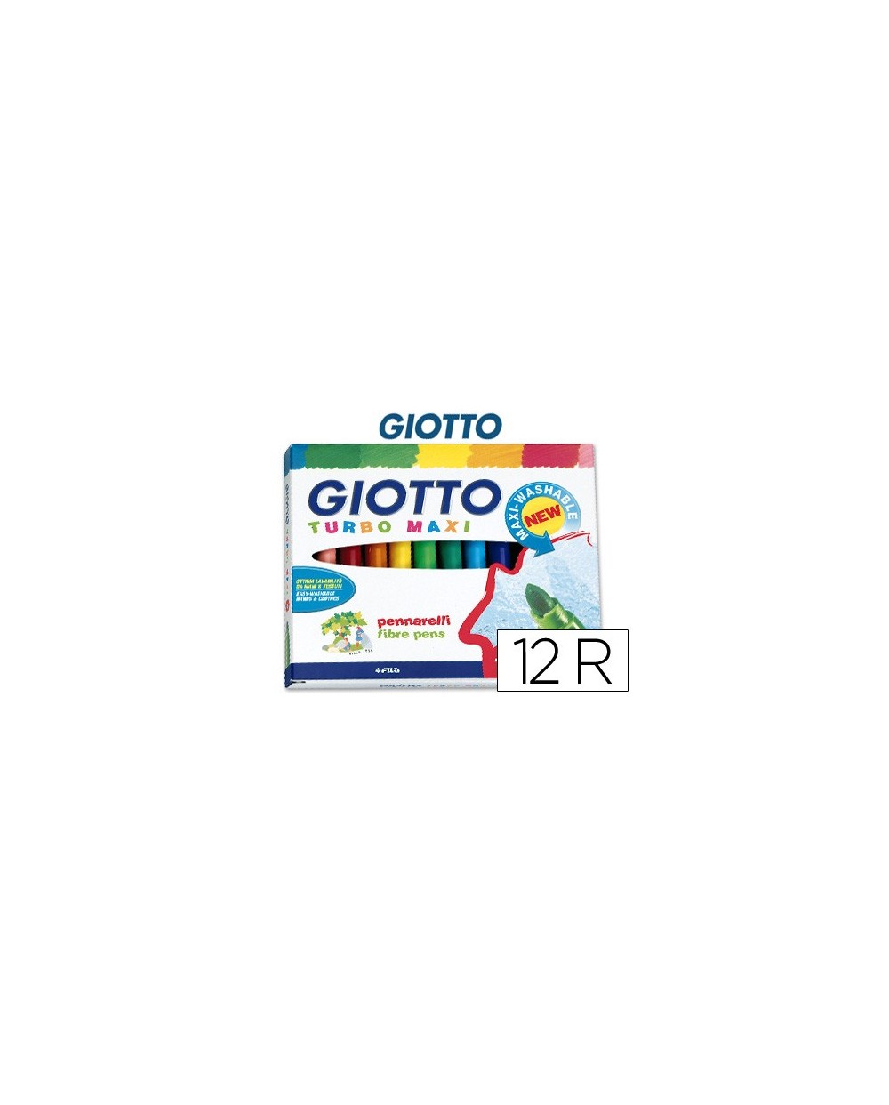 Rotulador giotto turbo maxi caja de 12 colores lavables con punta bloqueada