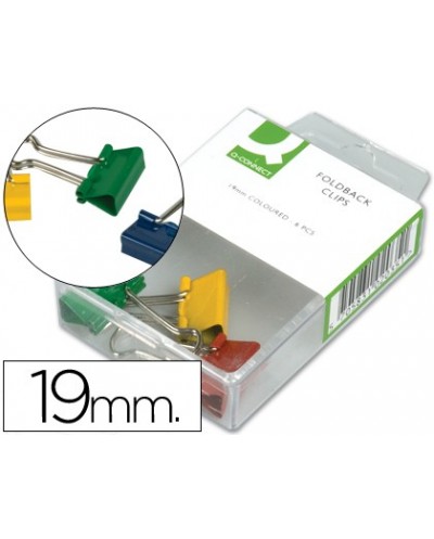Pinza metalica q connect reversible 19 mm caja de 6 unidades colores surtidos