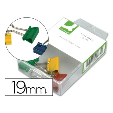 Pinza metalica q connect reversible 19 mm caja de 6 unidades colores surtidos
