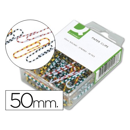 Clips colores rayados q connect 50 mm caja de 30 unidades colores surtidos