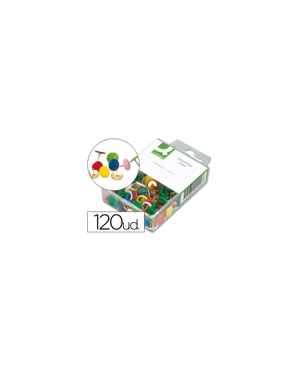 Chinchetas q connect colores surtidos caja de 120 unidades