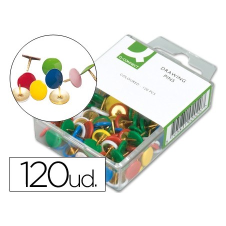 Chinchetas q connect colores surtidos caja de 120 unidades