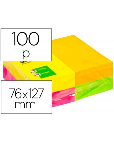 Bloc de notas adhesivas quita y pon q connect 125x75 mm con 100hojas fluorescentes pack de 12 surtidas en 4 colores