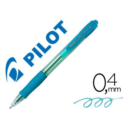 Boligrafo pilot super grip celeste retractil sujecion de caucho tinta base de aceite