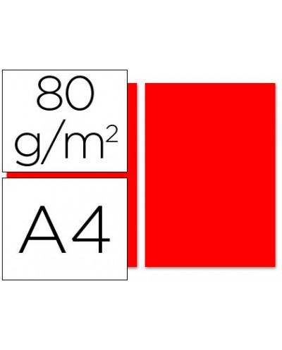 Papel color liderpapel a4 80g m2 rojo paquete de 100