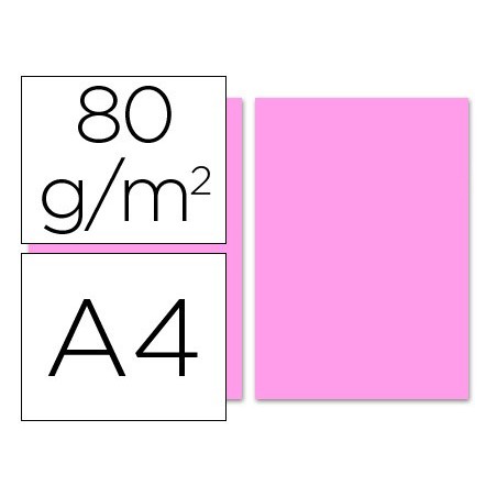 Papel color liderpapel a4 80g m2 rosa paquete de 100