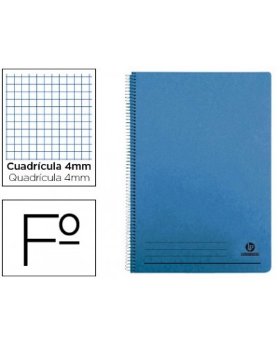 Cuaderno espiral liderpapel folio 100h cuadro 4mm tapa azul con margen 70 gr