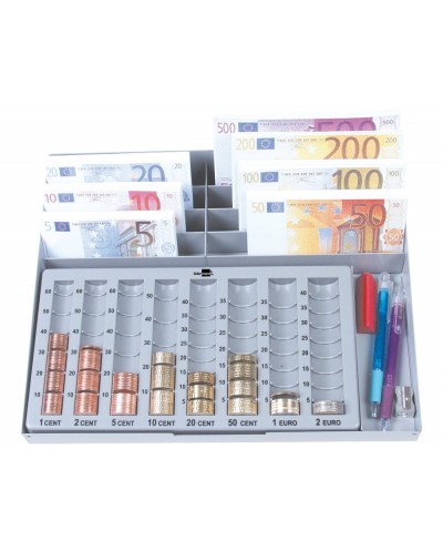 Portamonedas plastico euro q connect con bandeja metalica para billetes