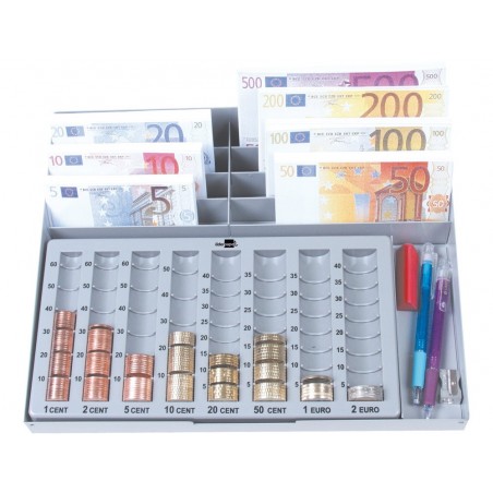 Portamonedas plastico euro q connect con bandeja metalica para billetes