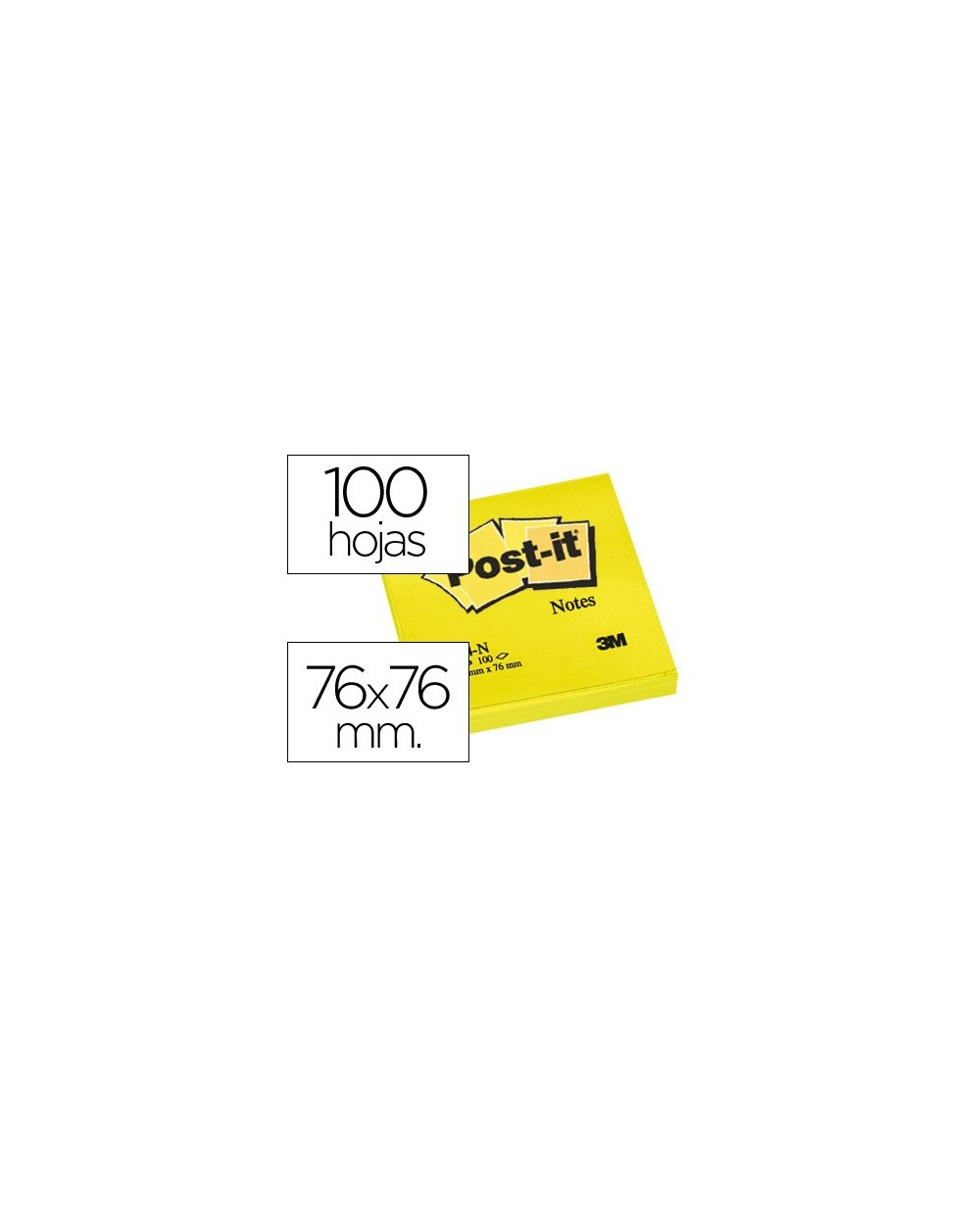 Bloc de notas adhesivas quita y pon post it 76x76 mm amarillo neon con 100 hojas